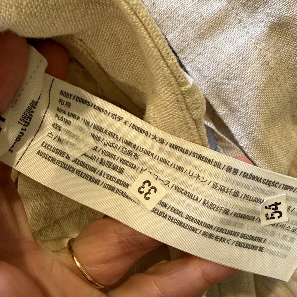 Abercrombie & Fitch Cream Wide-Leg Linen Trousers - Picture 5 of 5